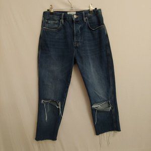 Frame Le Original high waist cropped button fly raw hem kessler rips size 27